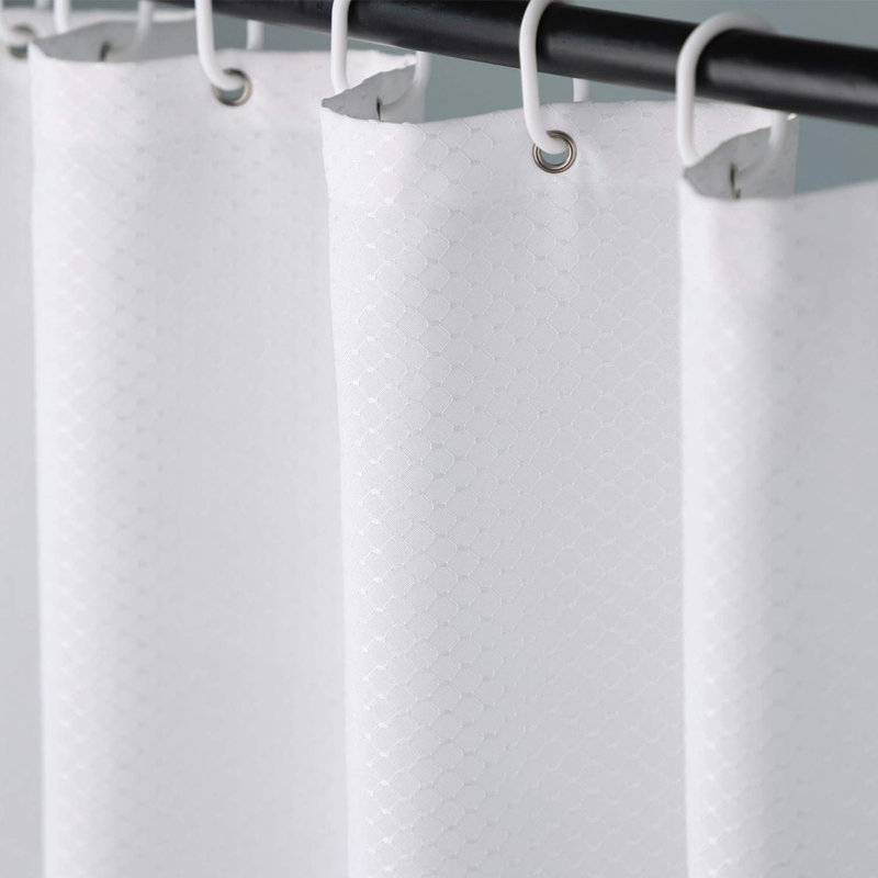 241 x 183 cm Shower Curtain Water Repellent Heavy Weighted White Waffle Weave Fabric Shower Curtain