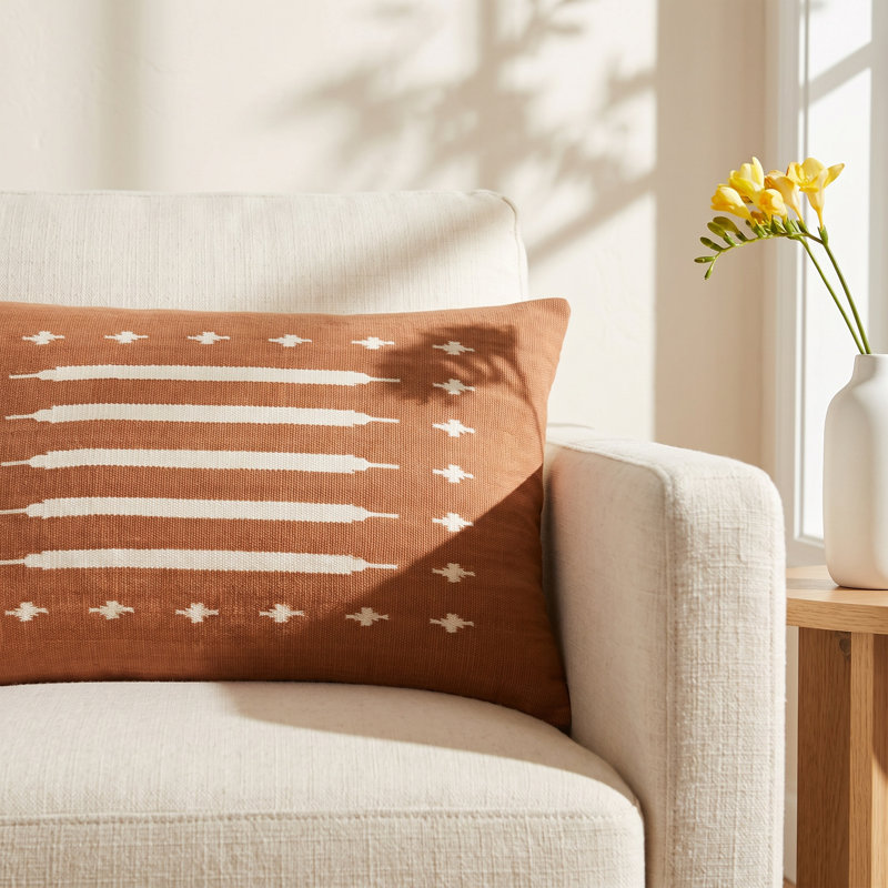 Housse et insert de coussin rectangulaire en coton Estela, Duvet, Orange