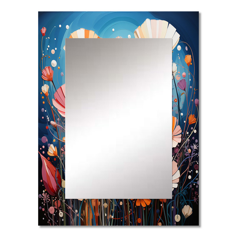 «Kivett Abstract Wildflowers Pointillism Art II», grand miroir mural décoratif traditionnel, art imprimé en métal