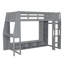 Lit mezzanine en bois avec bureau, étagères à rangement multiples, DEL et portemanteau suspendu-844318204
