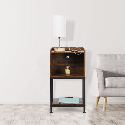 Tray Top End Table and Built-In Outlets