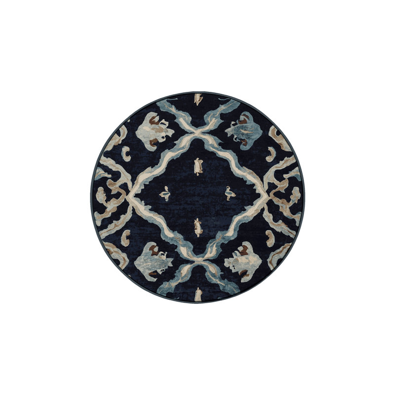 Tapis gris lavable à la machine, Rond 6 pi
