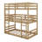 Detachable Triple Rubber Wood Bunk Bed With Ladders, Guardrails-861257478