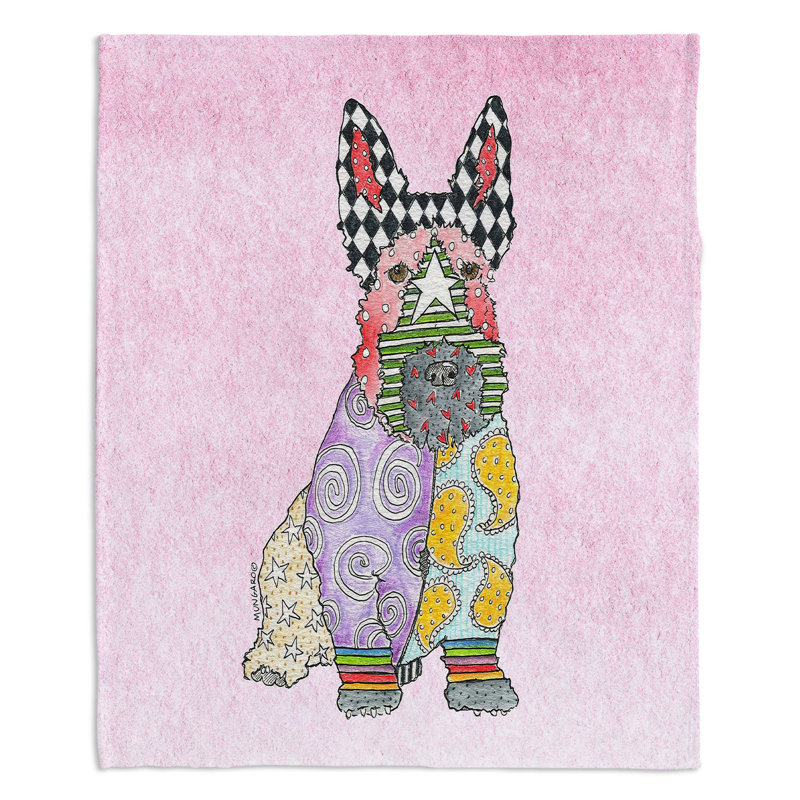  Couverture pour chien Schnauzer, 68 po x 80 po, Rose pastel, Terrier écossais