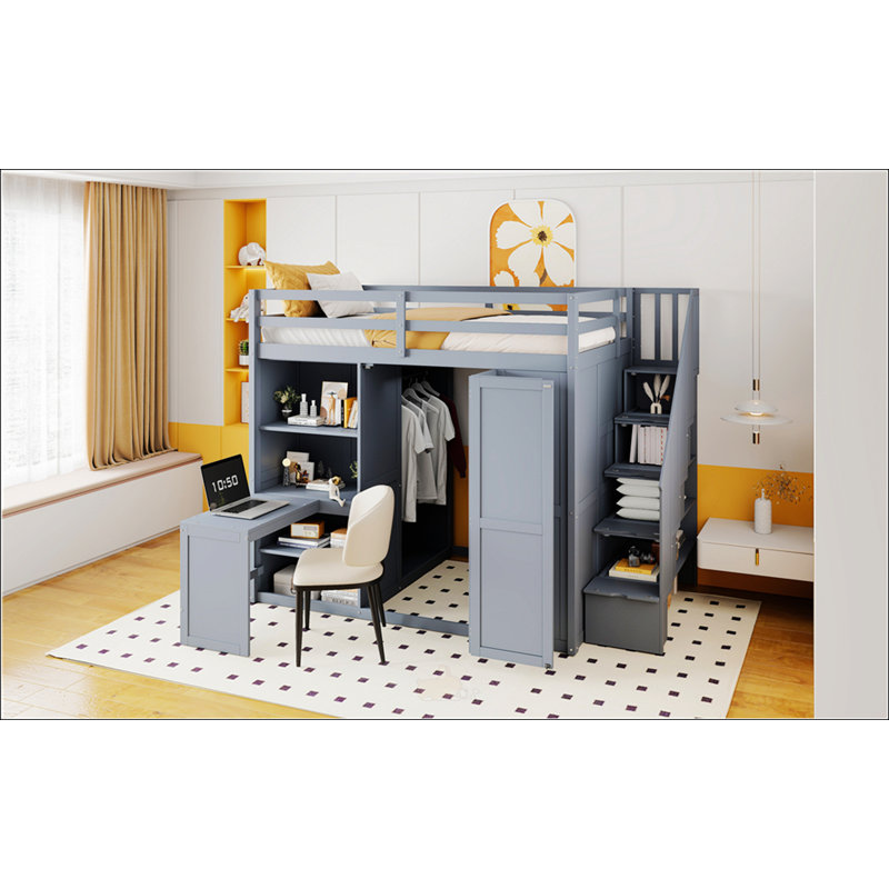 Full Size Loft Bed With Wardrobe