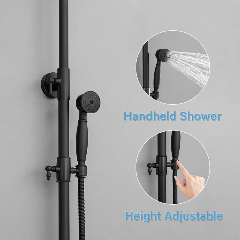 Dual-Function Wall Mount Shower System - Includes Rainfall Showerhead & Handheld Spray with Single Handle Control for Indoor/Outdoor Use