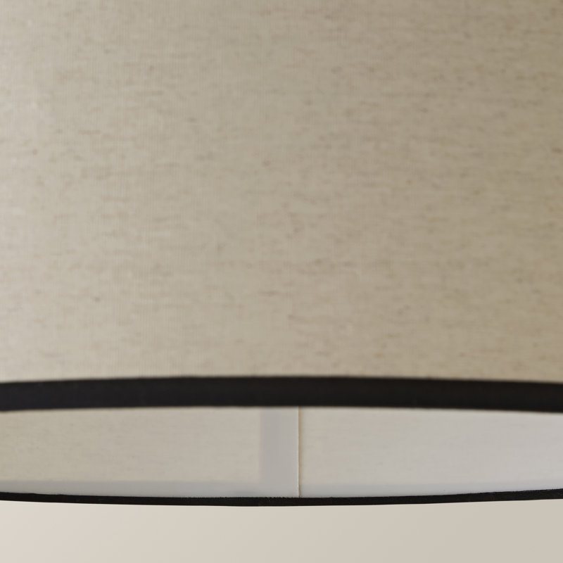 25cm H Linen Blend Drum Lamp Shade ( Slip-On ), Natural/Black