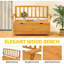 Banc de rangement extérieur en bois, boîte de rangement de patio avec poignée et sièges portatifs, banc de rangement de terrasse avec accoudoirs et dossier pour la cour et le balcon, jaune