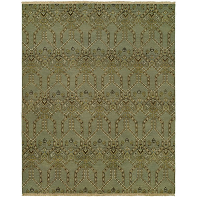 Mccaffrey Wool Geometric Area Rug in Seaglass