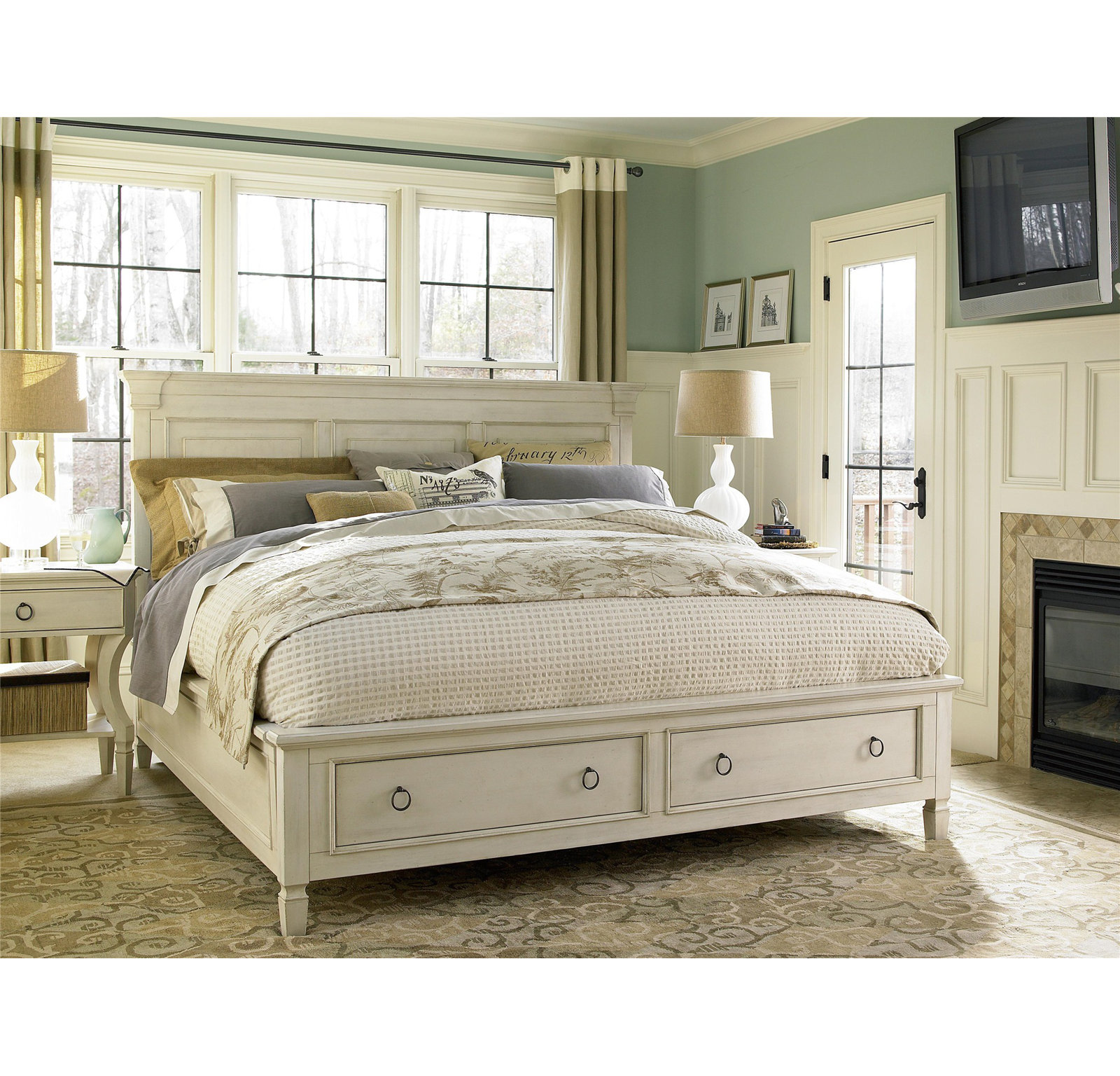 Mahler Solid Wood Storage Bed, Queen, Cotton-hued
