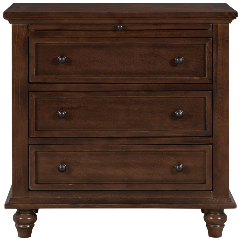 3-Drawer Storage Cabinet, End Table With Pull Out Tray
