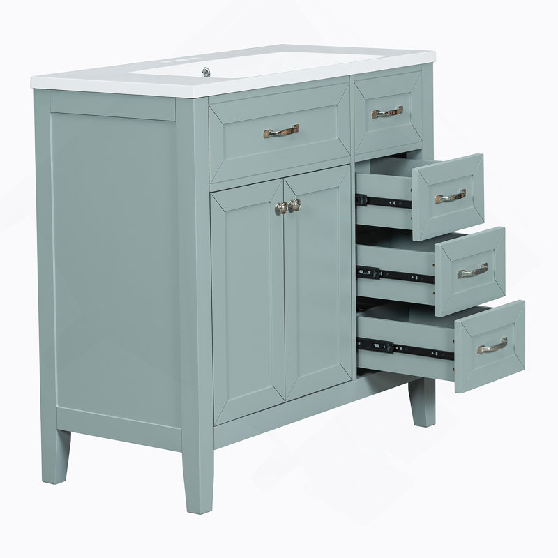 Armoire de salle de bain 36 po avec lavabo et tiroir 36 po, Vert