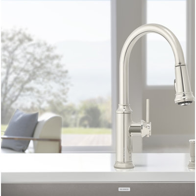 Empressa High Arc Pull Down Dual Spray Kitchen Faucet -  Blanco, 442501