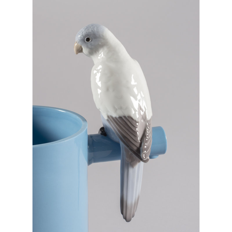 Parrot Party Porcelain Large-Format Scented Candle in Blue