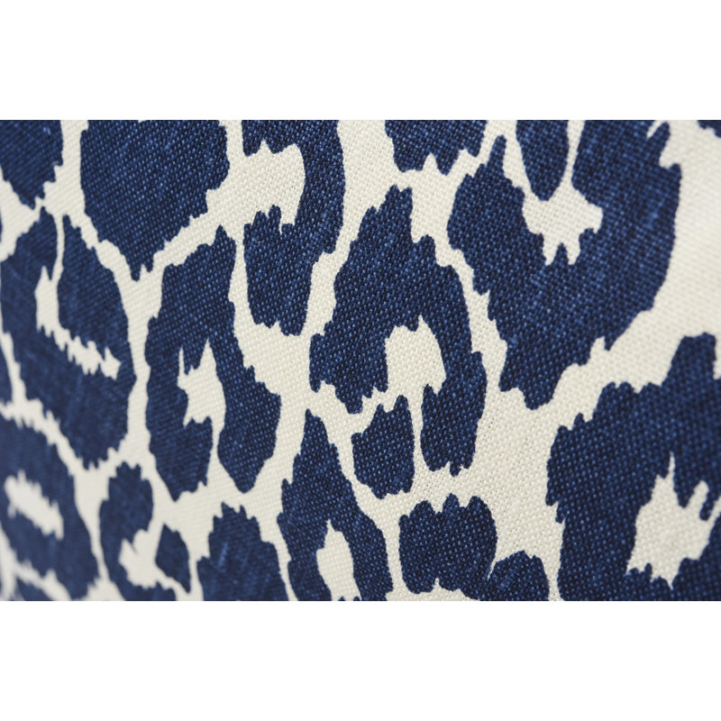 Iconic Leopard Pillow, Navy Blue/White, 18" x 18"