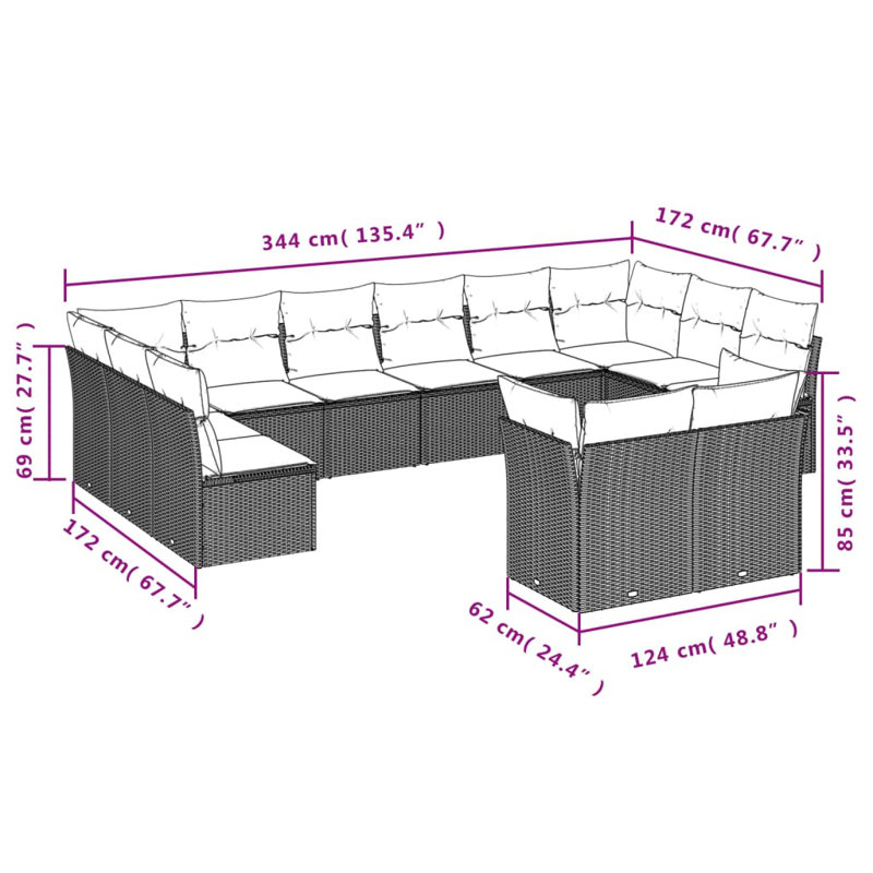 Ensemble de canapé de jardin Vidaxl
