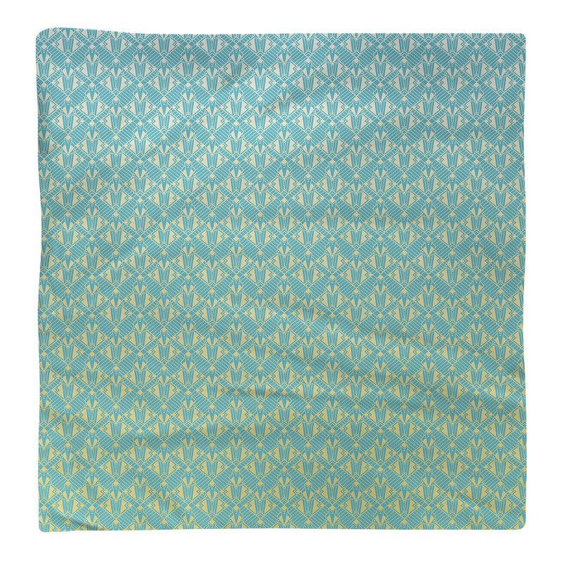 Serviette de coton art déco classic, Bleu / Jaune, H 0,1 po x l 22 po x P 22 po, Sergé de coton