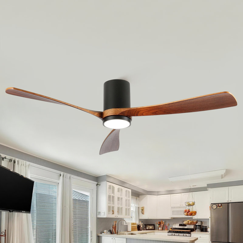 Ventilateur de plafond encastré à 3 pales de 52 po avec télécommande et lumière, intensité variable, moteur à courant continu réversible