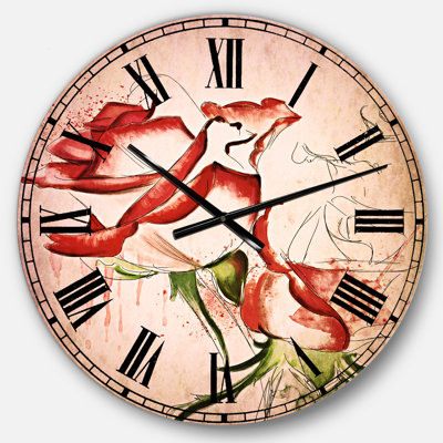 Fantastic Red Roses Watercolor - Horloge murale traditionnelle