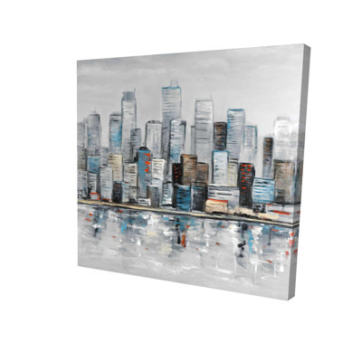 Abstract Urban Skyline Canvas - Blue Cities Bedroom Decor