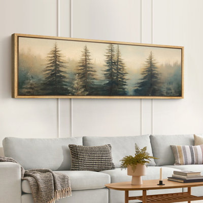 Art de pin vert, peintures murales effet de coups de pinceau, impression numérique sur toile giclée sur toile