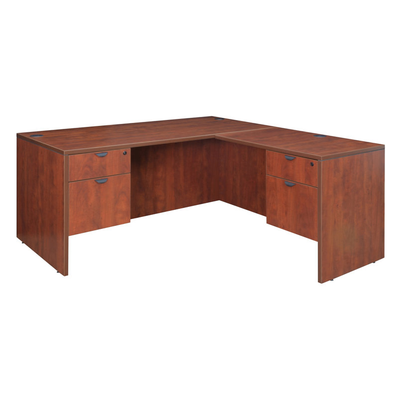 Nevjana Executive L Desk Shell, Cherry, 29" H x 60" W x 77" D