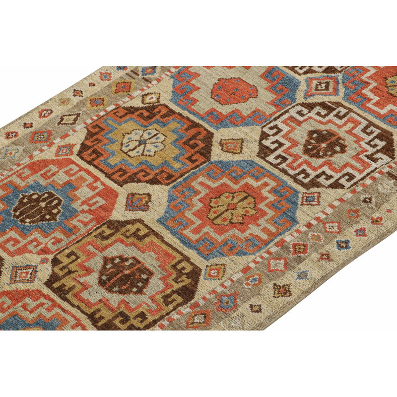 Burano Hand Knotted Wool Geometric Area Rug, Runner 2'6" x 12'