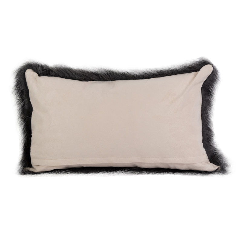 Edinburgh Faux Fur Pillow Cover & Insert, Dark Grey