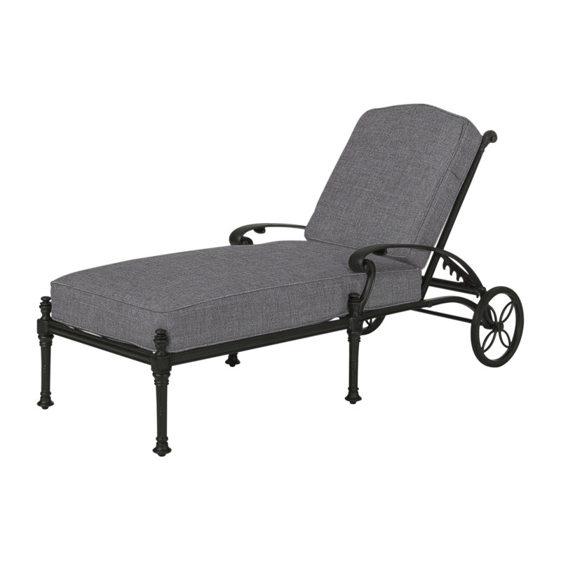 Florence Outdoor Chaise Lounge, Cast Slate Sunbrella® Plainweave, Desert Bronze
