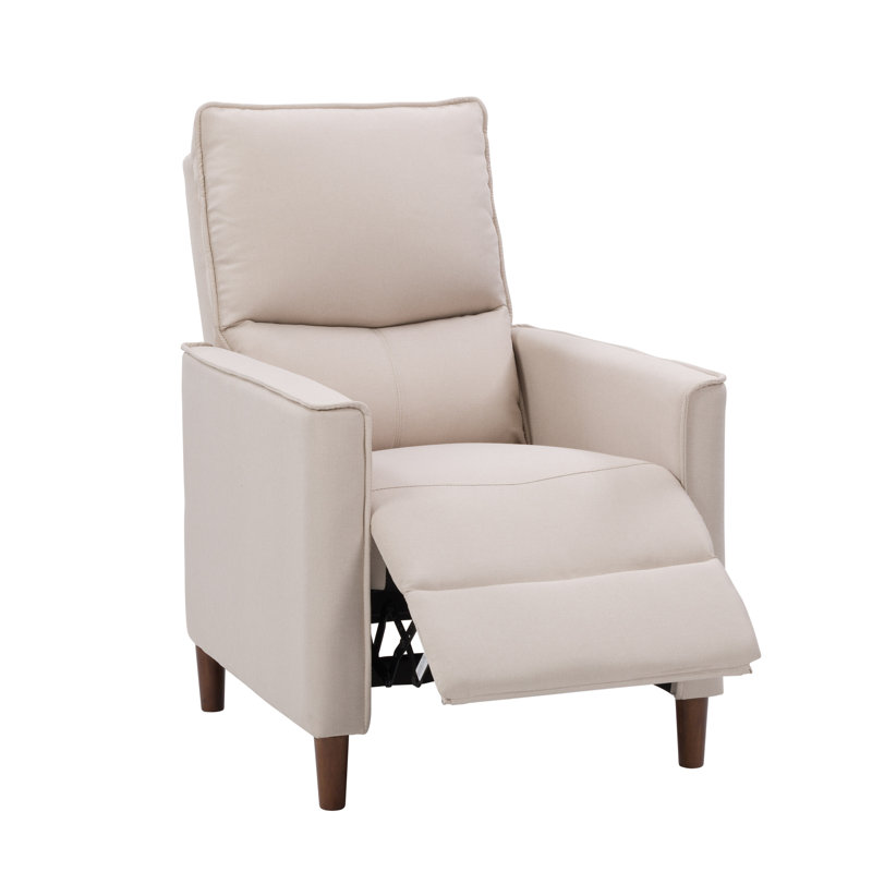 Upholstered Manual Pushback Recliner Armchair, Beige