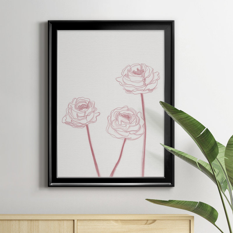 Peony Blooms Ii - reproduction d'art sur toile, H 18,5 po x l 24,5 po x P 1,5 po, Toile avec cadre noir