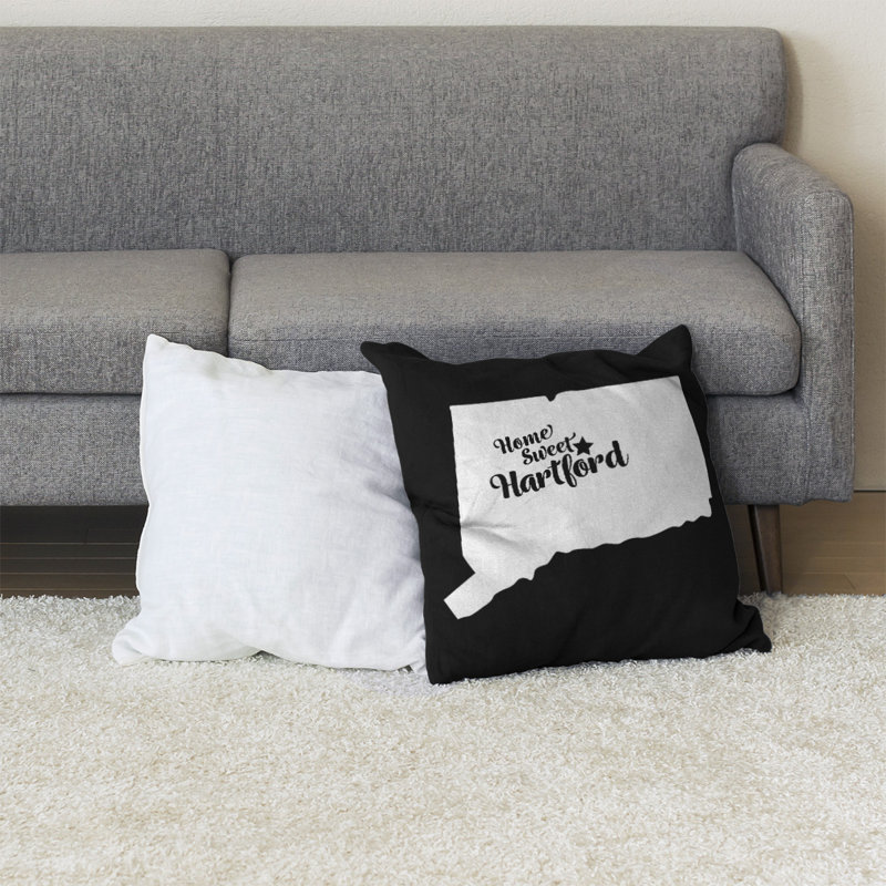 Reversible Throw Pillow, 30" H x 30" W, Black, Hartford/Connecticut