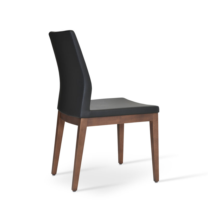 Pasha Wood Dining Chair in Boucle Fabric, Walnut, Off White Boucle