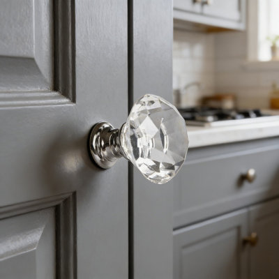 Ensemble de 6 boutons d'armoire en cristal, poignées de tiroir en forme de diamant pour armoires de cuisine, commode, garde-robe et quincaillerie d'armoire