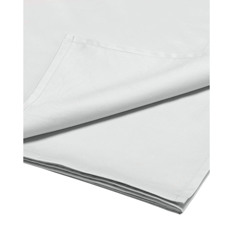 Luxury 800 Thread Count 100% Cotton Satten Flat Sheet, White, Emperor (7')