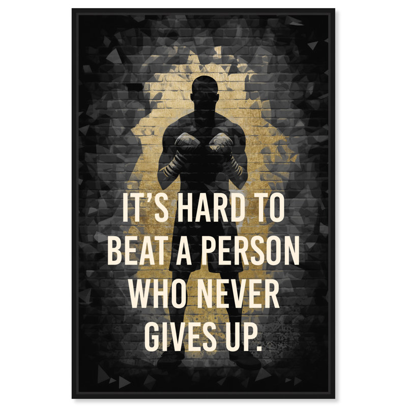 «Boxer Never donner Up Box», impression inspirée de «Man Cave» par Notoriart, H 31 po x l 21 po, Cadre noir