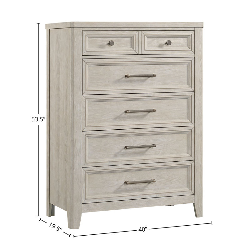 Commode en pin 6 tiroirs, lin lavé clinard