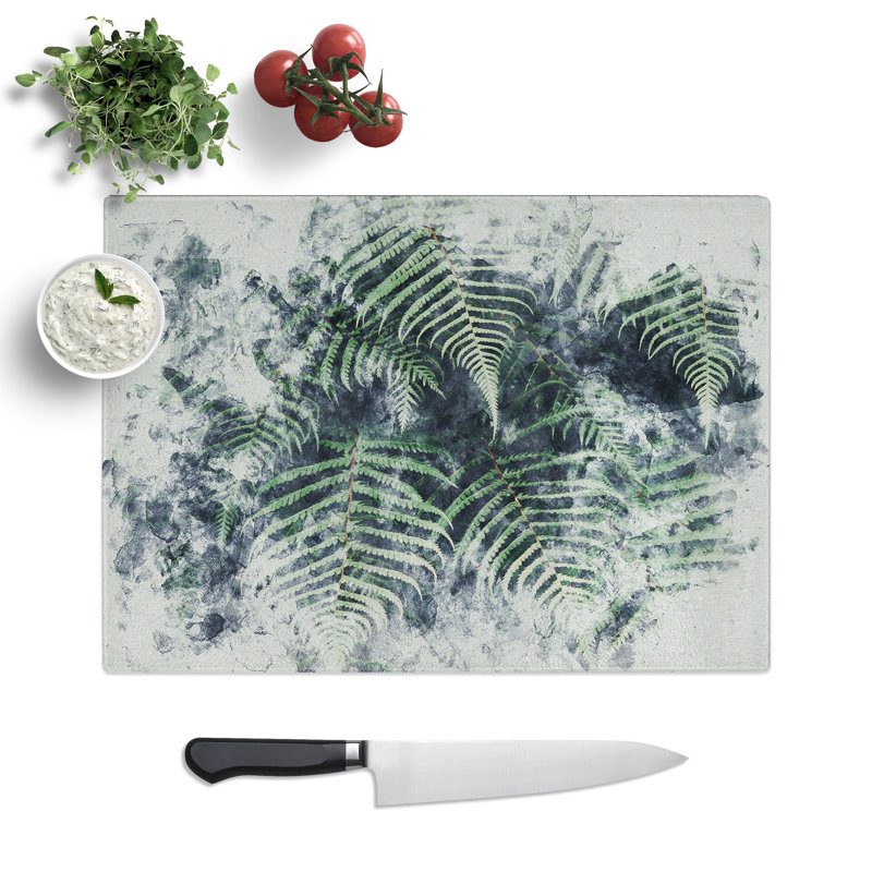 Fern Leaves Vol.1 Watercolour Chopping Board, 0.4cm H x 20cm W x 28.5cm L