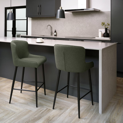 Bastian Upholstered Bouclé Bar Stool Set of 2