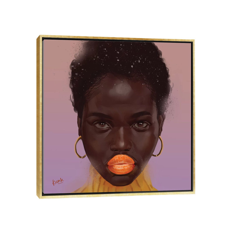 Tangerine par Adekunle Adeleke - reproduction d'art, H 18 po x l 18 po x 1,5 po, Toile encadrée d'or, Pas de tapis