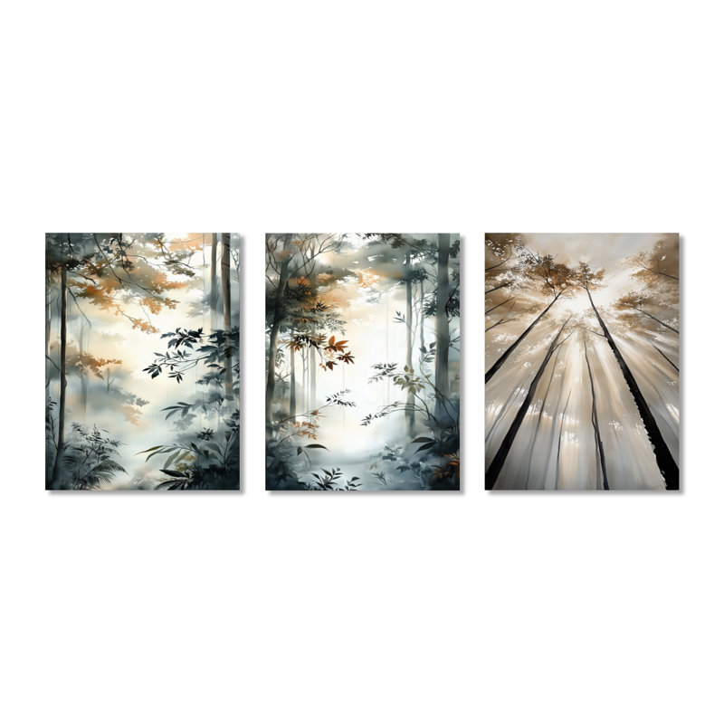 Sunlit Canopy Rainforest - Forêt, ensemble d'art mural en métal, ensemble de 3, H 32 po x l 72 po