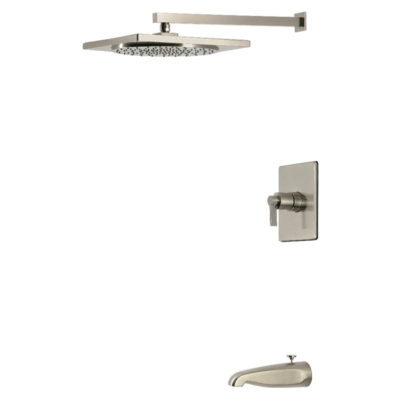 Kingston Brass NuvoFusion Single-Handle Pressure Balanced Tub and Shower Faucet, Brushed Nickel