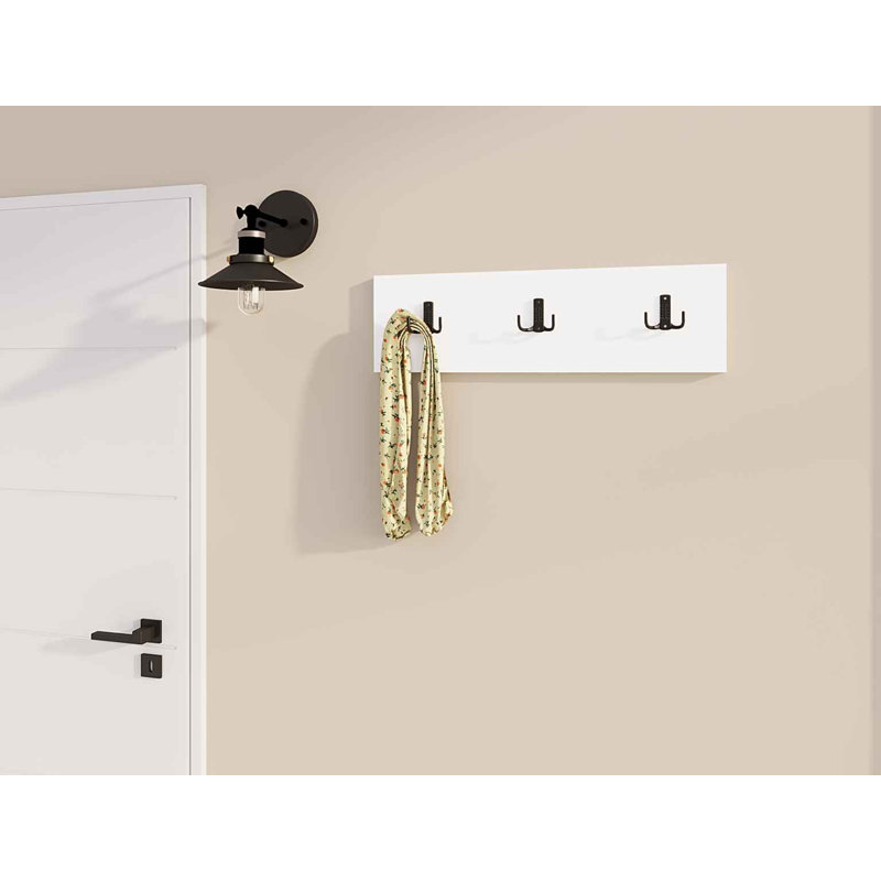 Modern White Wall Hook, 100% Melamine Coated Particle Board, 14.2 x 4.7 x 0.7 inches | Durable & Stylish Design for Home Organization | Perfect for Entryway, Bathroom, or Kitchen | Space-Saving Solution