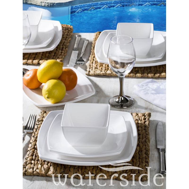 Waterside 12pc Square Melamine Dinner Set