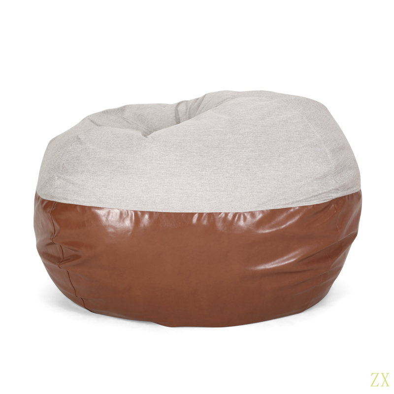 Fauteuil à billes rond Maxi, H 42,03 po x l 54,03 po x P 53,96 po, Similicuir brun / gris