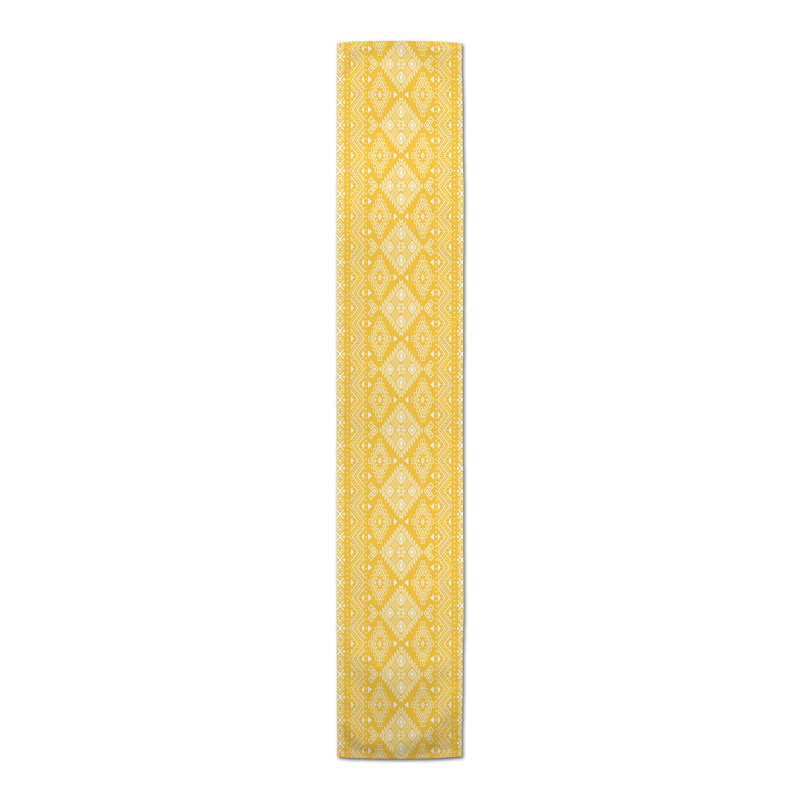 Fong Geometric Table Runner, 90" x 16", Yellow