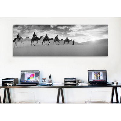 " Tourists Riding Camels Through The Sahara Desert Landscape Led By A Berber Man, Morocco " by Panoramic Images