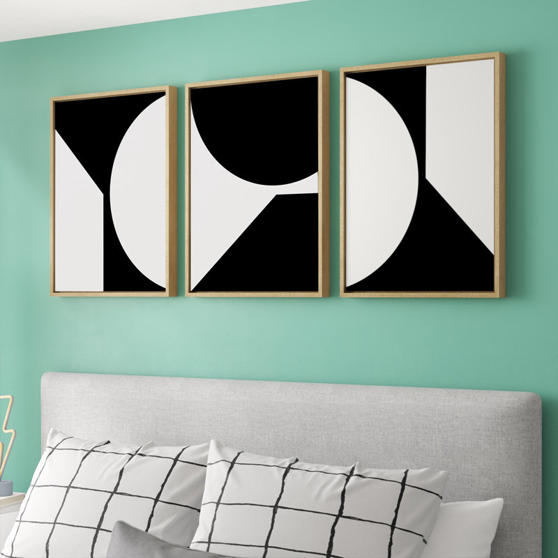 "Minimal Max Mod" par The Creative Bunch Studio, ensemble d'art mural sur toile encadrée, Encadré naturel