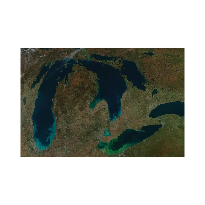 Satellite View of the Great Lakes, USA II 1 Piece Wrapped Canvas Wall Art, 101.6 cm H x 66.04 cm W x 1.91 cm D