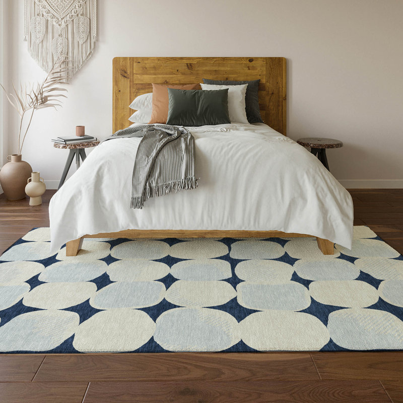 Premium Machine Washable Prisco Navy Rug, Rectangle 8' x 10'